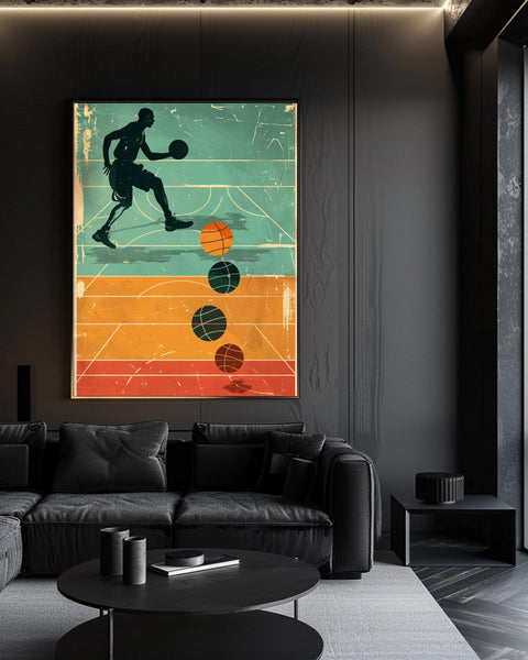 Basketball Poster, Retro Evolution Print, Vintage Timeline, Framed Unframed or Digital