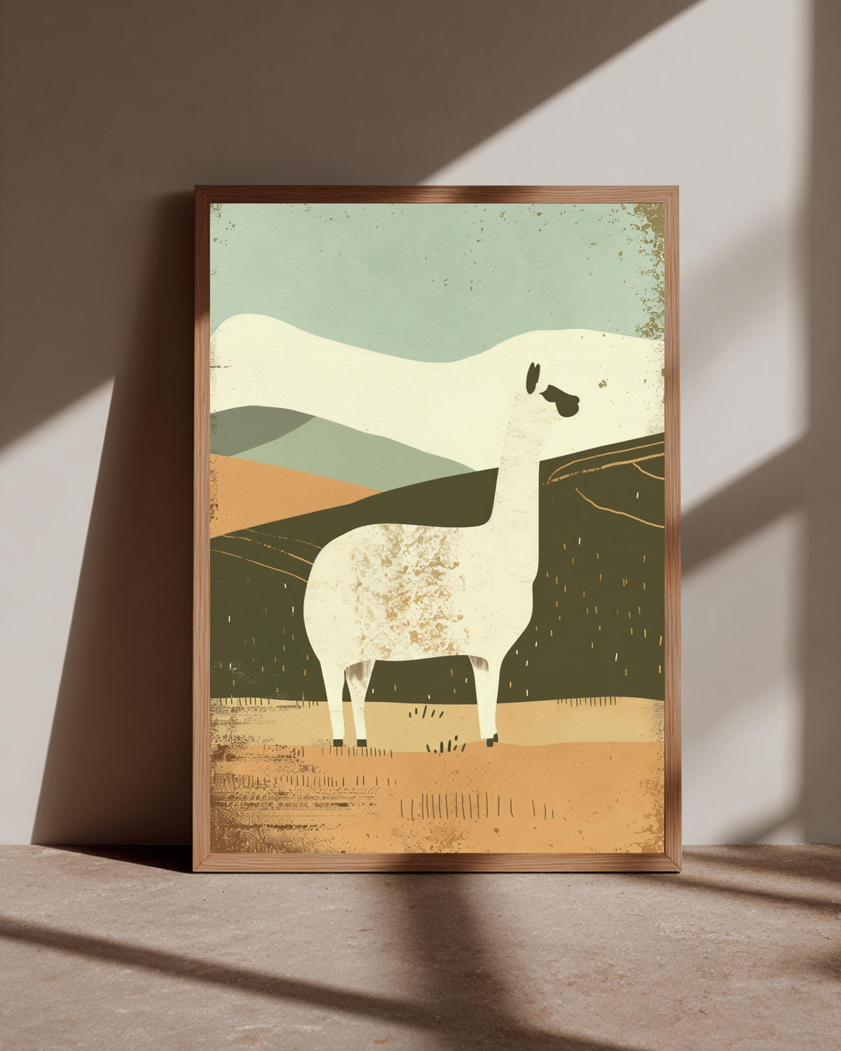 Retro Alpaca Art, Minimalist Llama Poster, Mid Century Animal Print, Framed Unframed or Digital