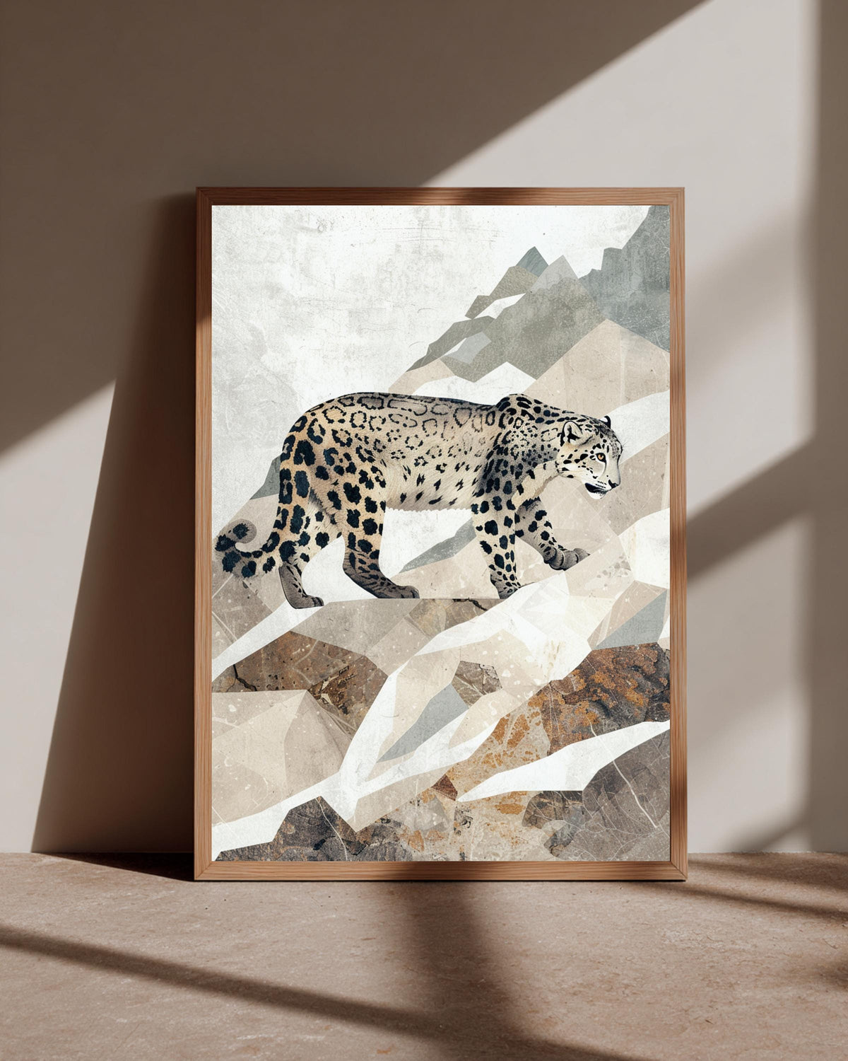 Snow Leopard Print, Himalayan Wildlife Vintage Poster, Framed Unframed or Digital