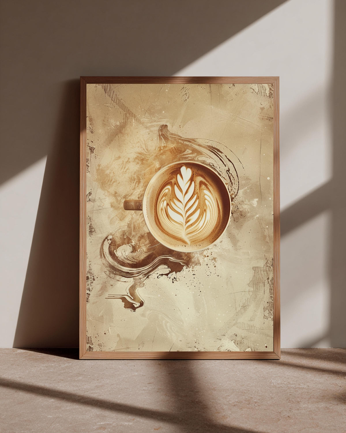 Vintage Latte Art Poster, Rosetta Espresso Coffee Print, Framed Unframed or Digital