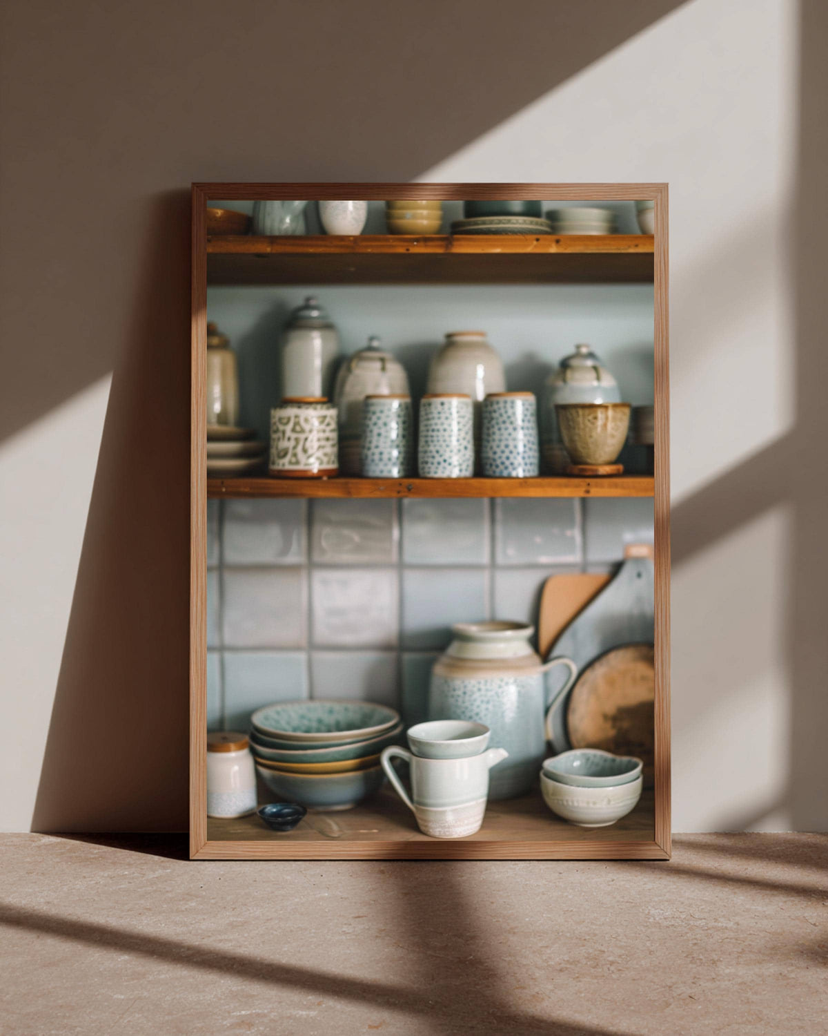 Ceramic Pottery Art, Mid Century Kitchen Still Life, Framed Unframed or Digital