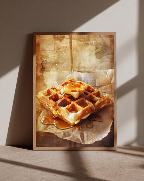 Kitchen Waffle Art, Golden Syrup Vintage Print, Framed Unframed or Digital
