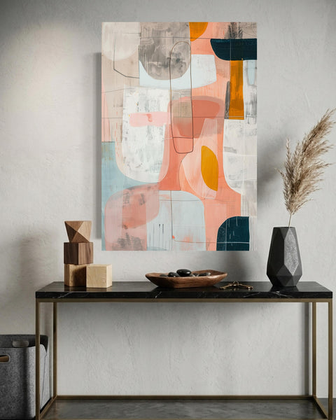 Mid Century Wall Art, Scandinavian Abstract Print, Organic Shapes, Framed Unframed or Digital