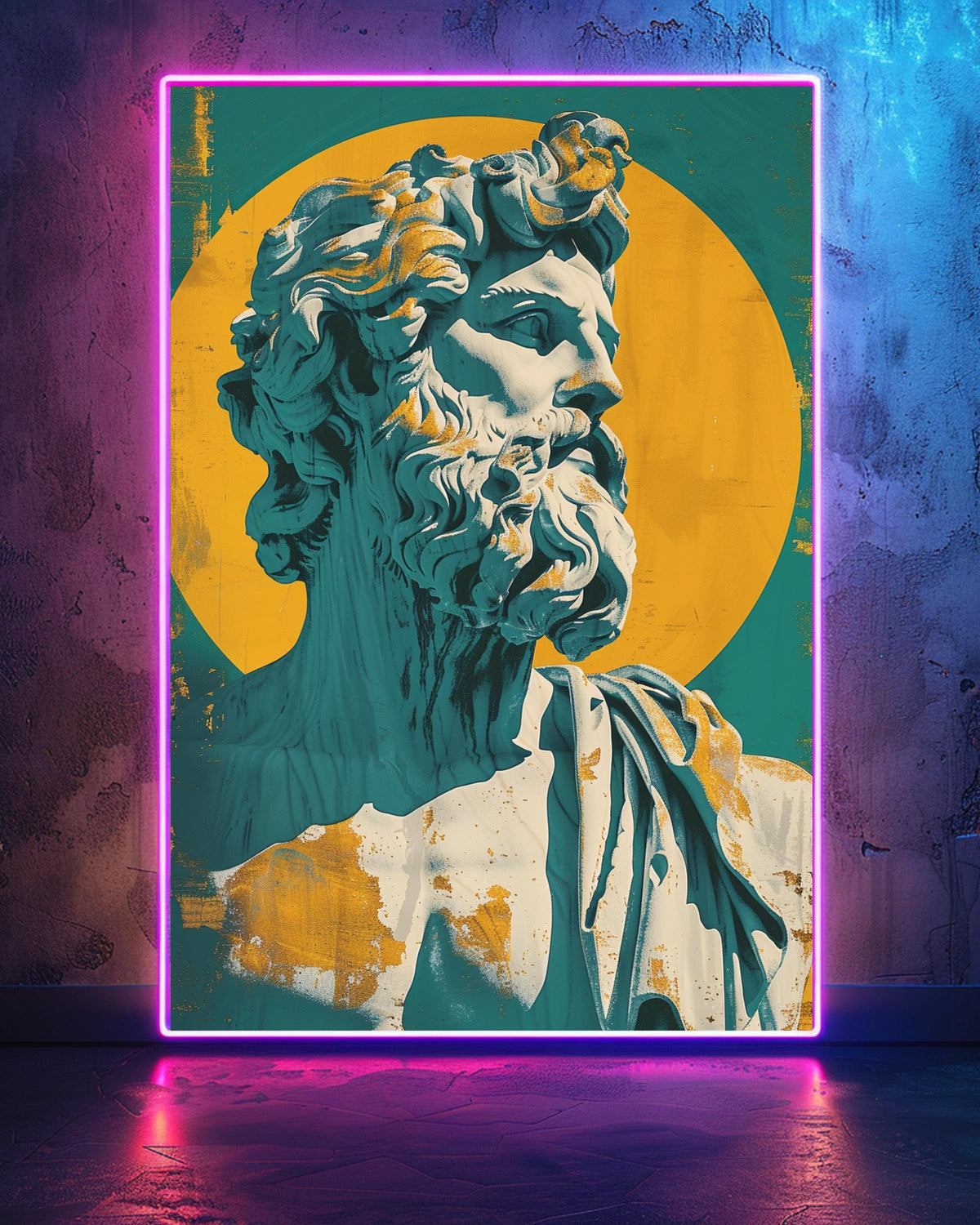 Greek Mythology Art, Zeus Bust Statue Print, Retro Vintage Poster, Framed Unframed or Digital
