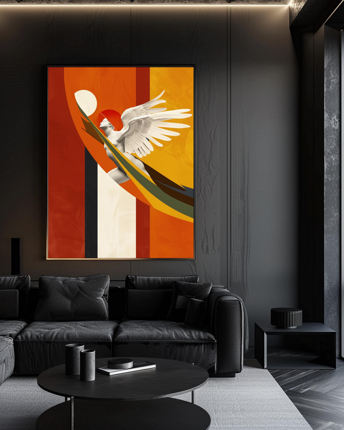 Greek Mythology Art, Nike Goddess Wings Print, Retro Geometric, Framed Unframed or Digital