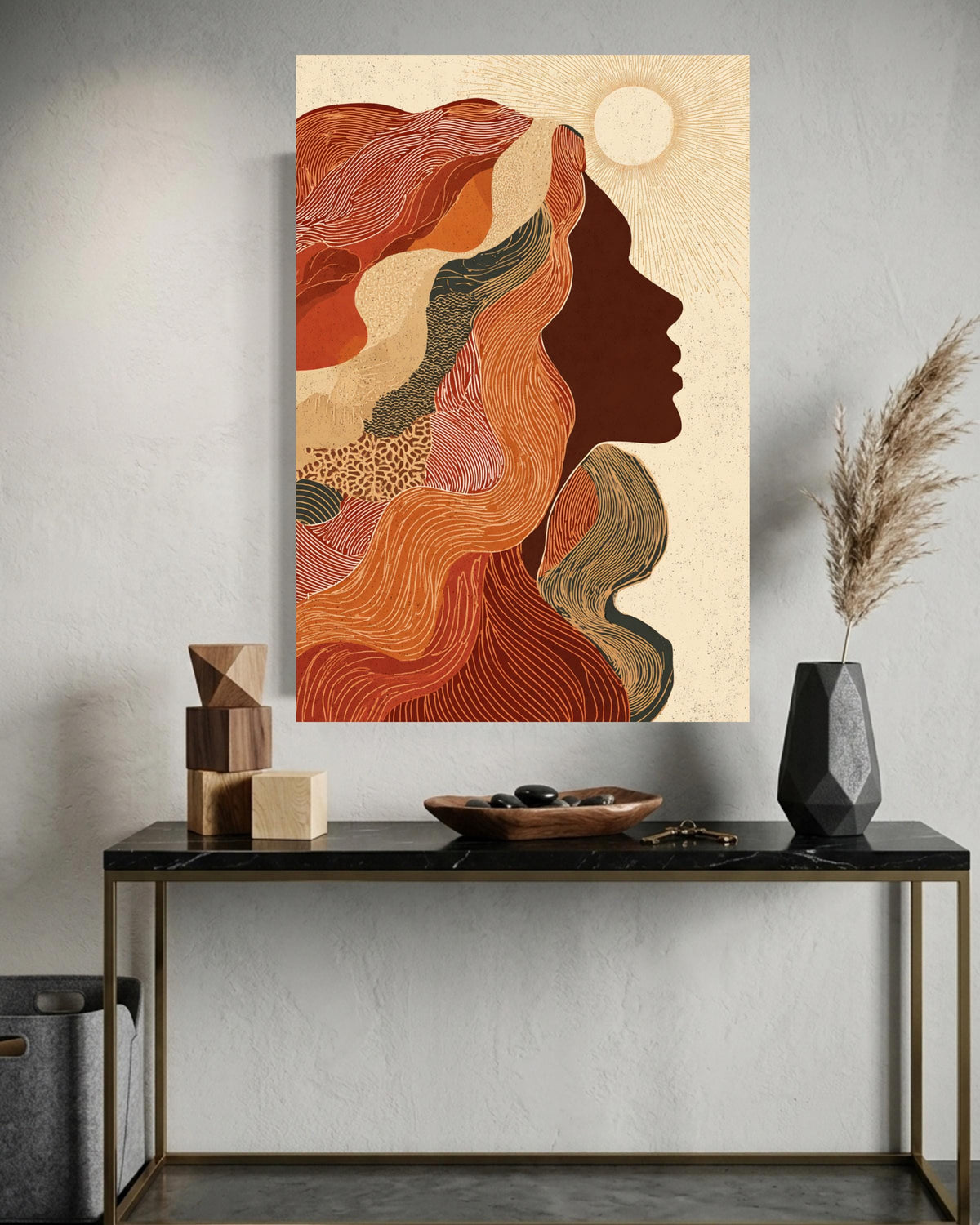 Black Woman Art, Retro Silhouette Print, Groovy 70s Decor, Framed Unframed or Digital