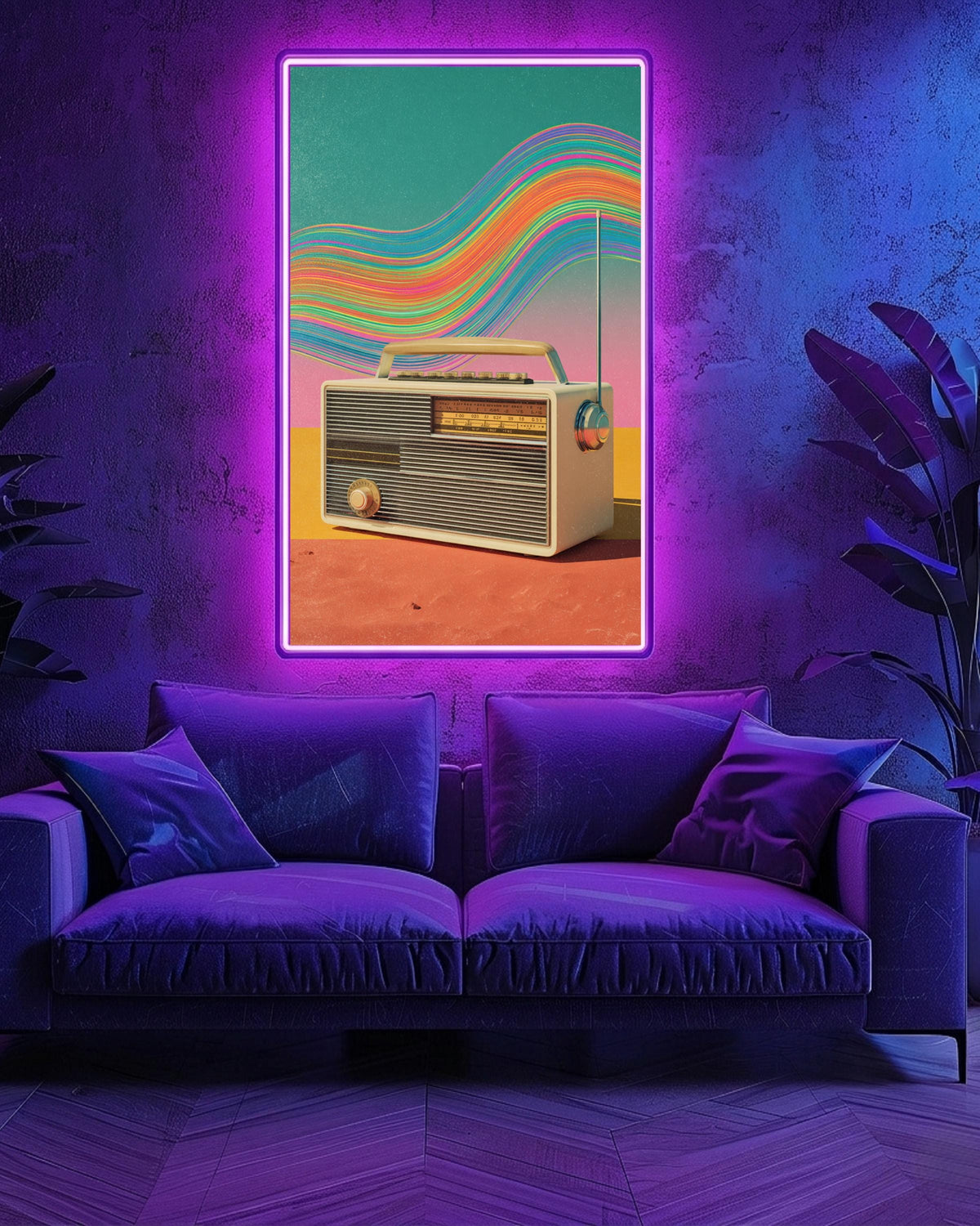 Retro Wall Art, Psychedelic Vintage Radio Print, Groovy 70s Wave, Framed Unframed or Digital