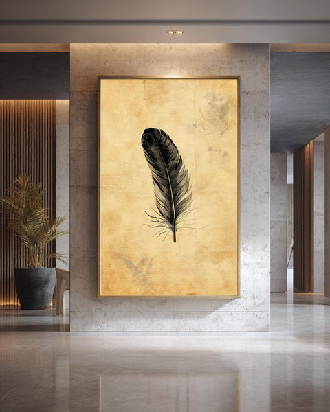 Vintage Feather Print, Antique Raven Illustration, Dark Academia Retro Wall Art, Framed Unframed or Digital