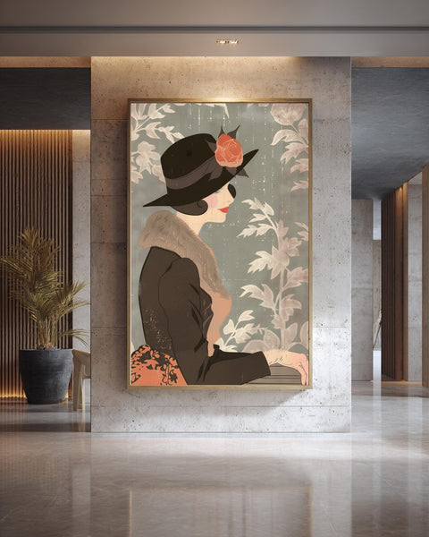 Art Deco Fashion Print, Elegant Lady Illustration, Vintage Poster, Framed Unframed or Digital