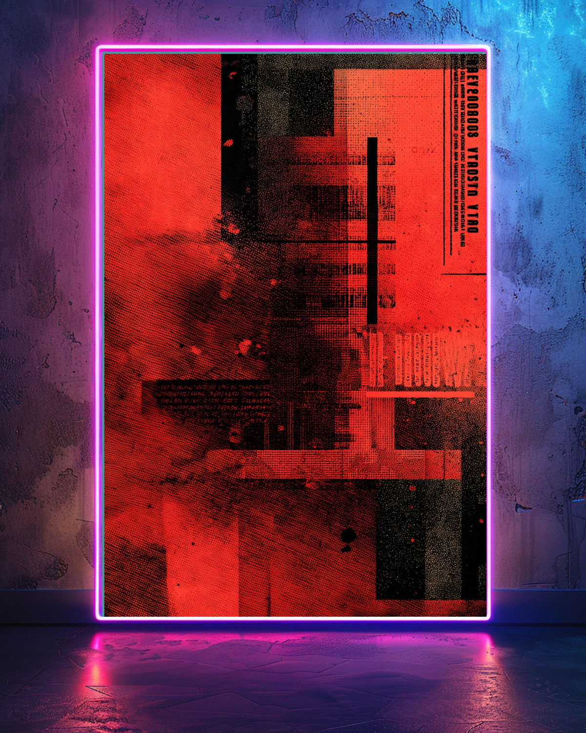 Hypebeast Decor Print, Abstract Red Black Industrial Poster, Framed Unframed or Digital