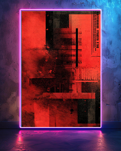 Hypebeast Decor Print, Abstract Red Black Industrial Poster, Framed Unframed or Digital