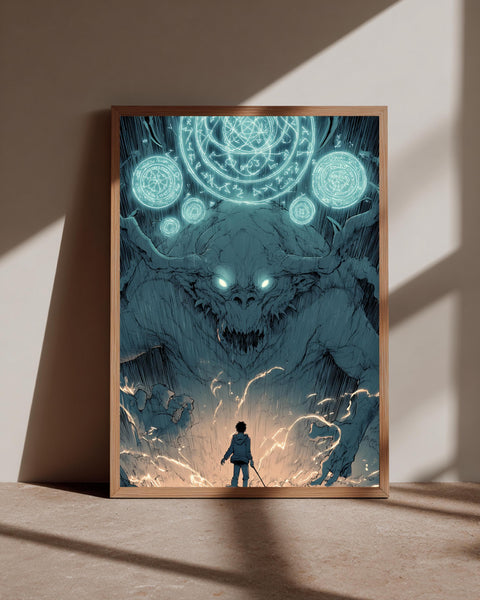 Dark Fantasy Art, Anime Demon Summoning Print, Framed Unframed or Digital