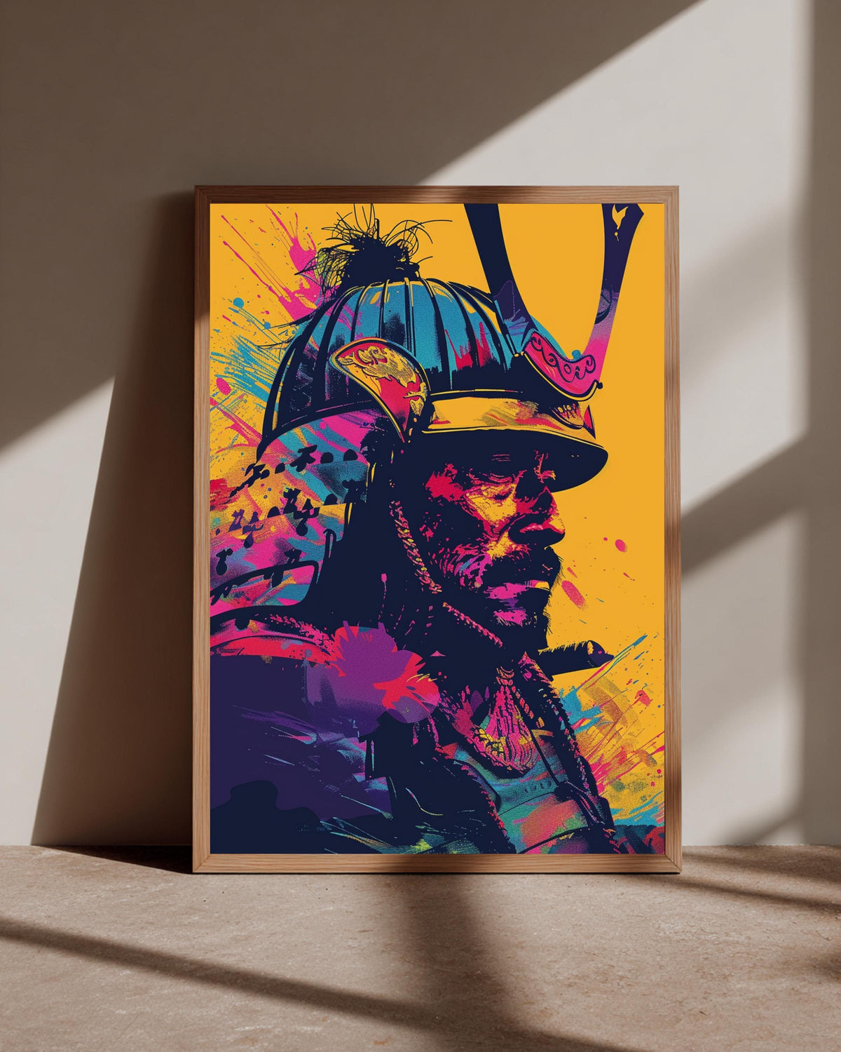 Samurai Pop Art, Japanese Warrior Print, Hypebeast Decor, Framed Unframed or Digital