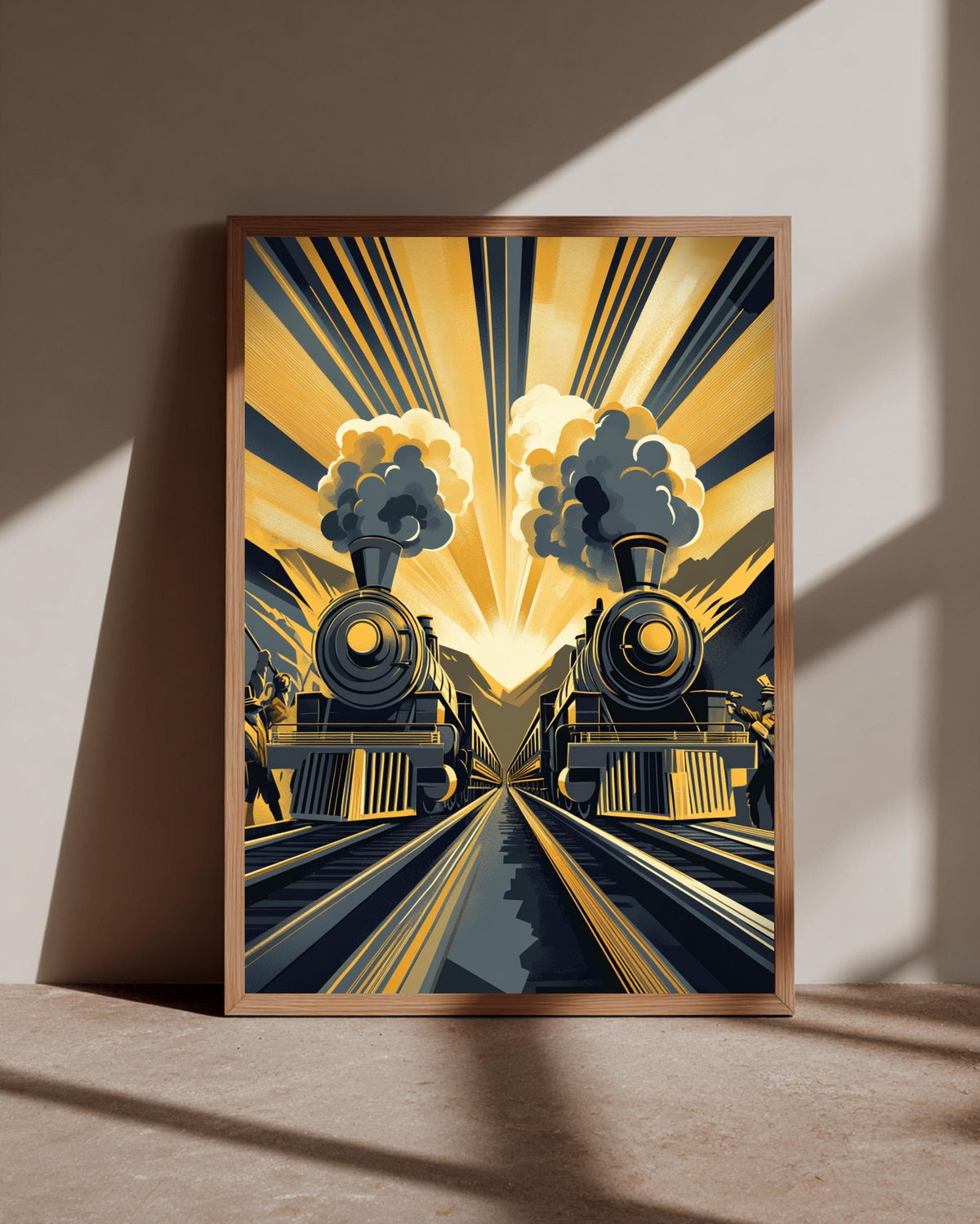 Steam Locomotive Art, Transcontinental Railroad Vintage Poster, Framed Unframed or Digital