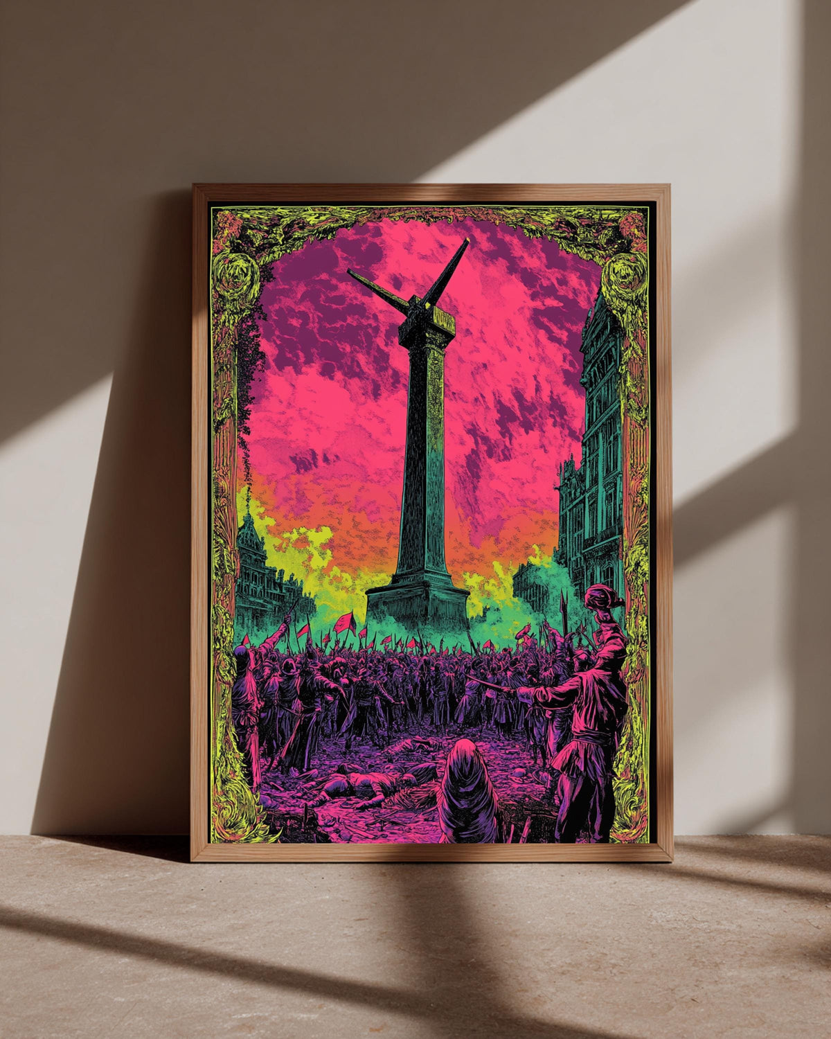 French Revolution Reign of Terror 1793 Art Print - Psychedelic Guillotine Wall Art - Neon Paris History Poster - Retro Glossy Decor