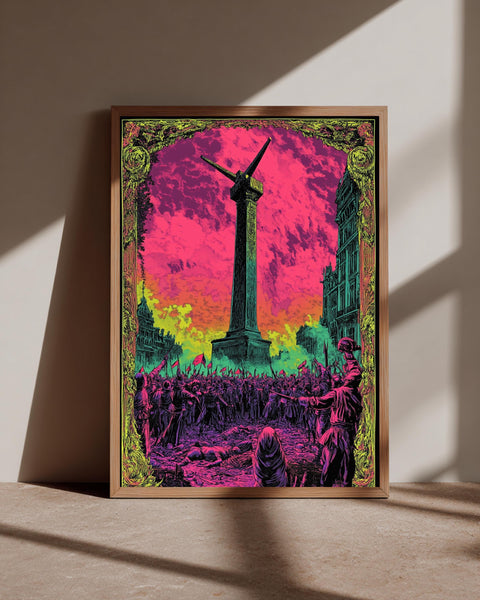 French Revolution Reign of Terror 1793 Art Print - Psychedelic Guillotine Wall Art - Neon Paris History Poster - Retro Glossy Decor