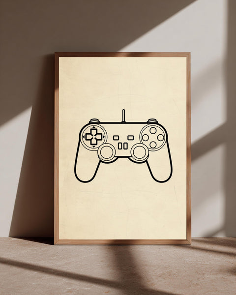 Retro Game Controller, Minimalist Gamer Print, Vintage Gaming Poster, Framed Unframed or Digital