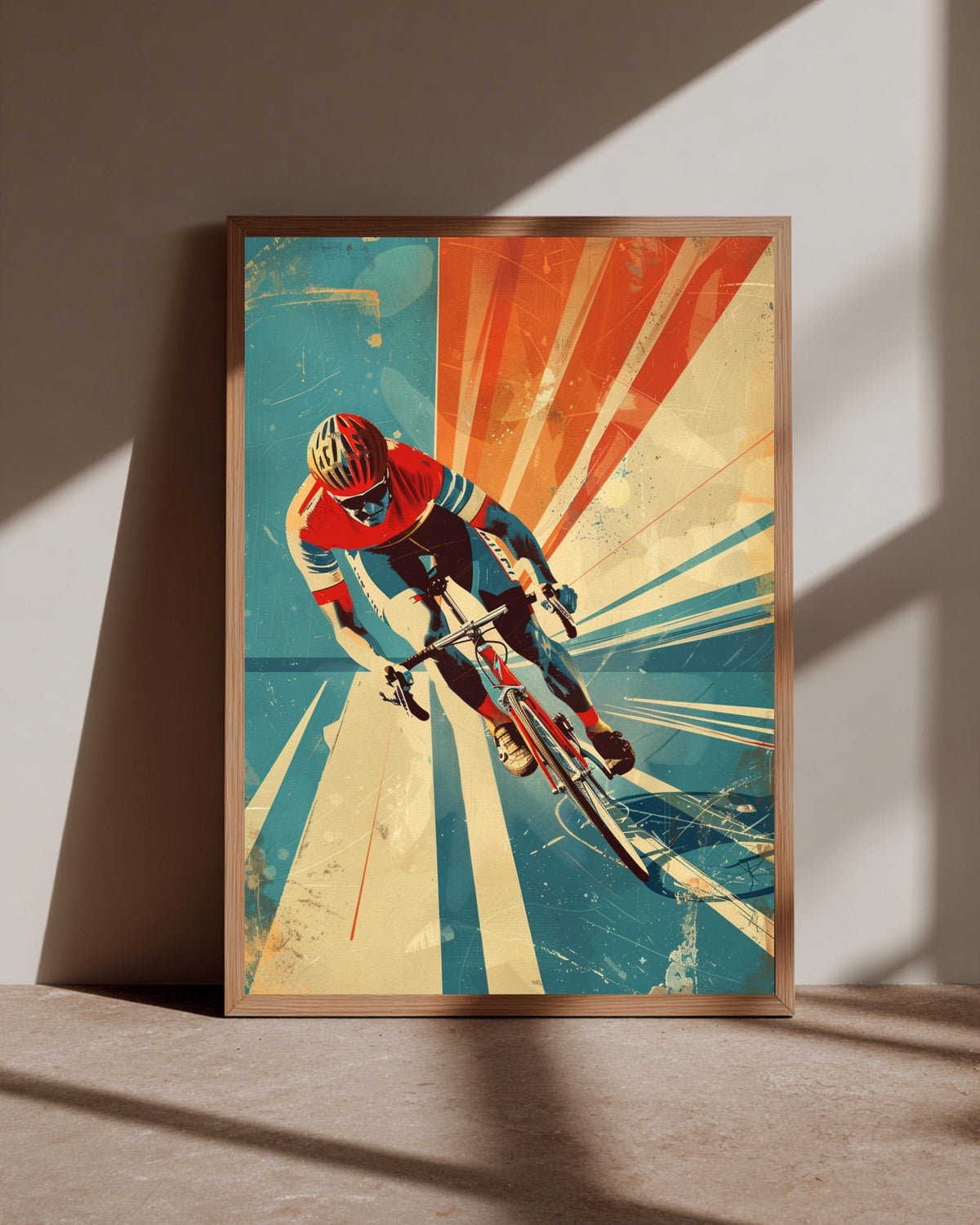 Retro Cycling Art, Vintage Bicycle Racing Poster, Mid Century Modern Print, Framed Unframed or Digital