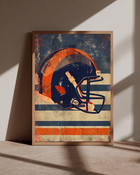 Retro Football Helmet, Vintage Sports Poster, Man Cave Decor, Framed Unframed or Digital