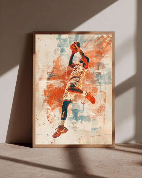 Basketball Poster, Vintage Slam Dunk Print, Retro Sports Decor, Framed Unframed or Digital