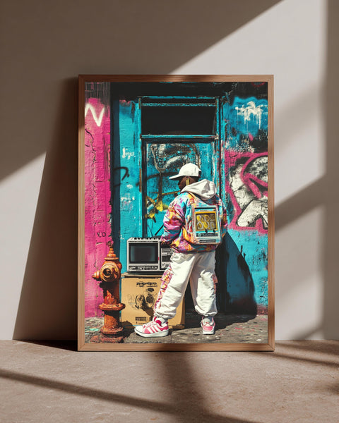 Hypebeast Decor, Retro Hip Hop Boombox Graffiti Poster, Framed Unframed or Digital
