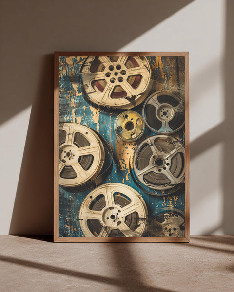 Retro Cinema Art, Vintage 35mm Film Reel Poster, Framed Unframed or Digital
