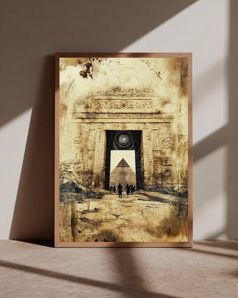 Ancient Aztec Temple Art, Mayan Ruins Portal Print, Framed Unframed or Digital