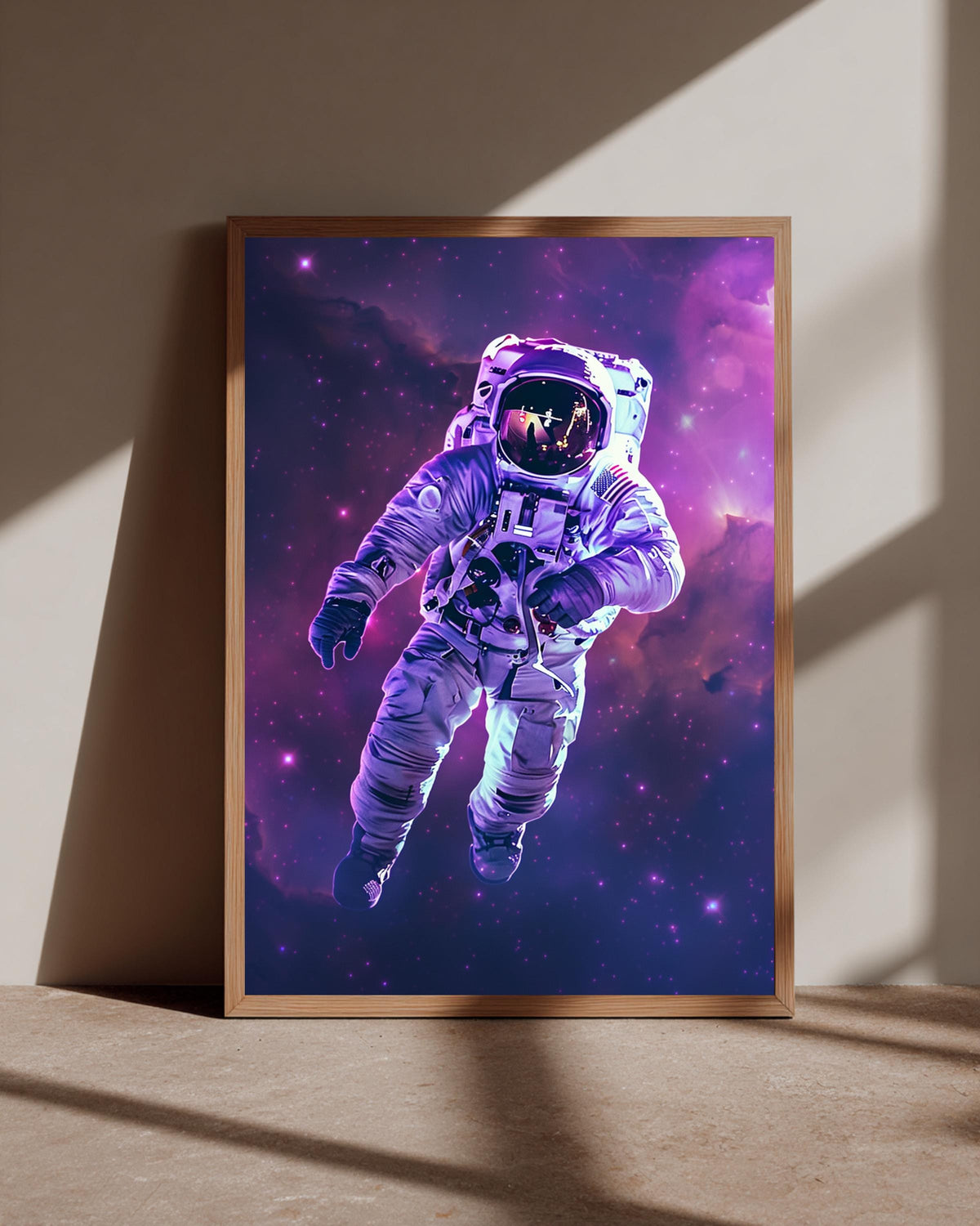 Space Astronaut Art, Neon Galaxy Spaceman Poster, Framed Unframed or Digital