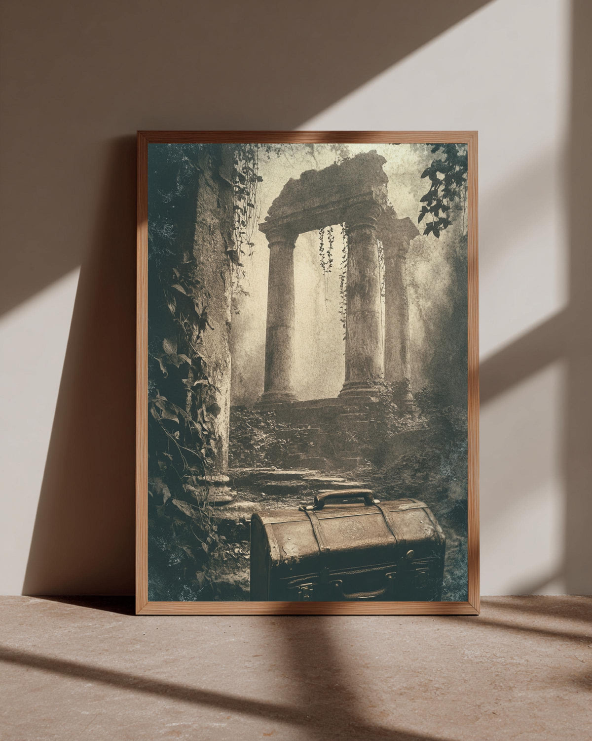 Ancient Ruins Art, Vintage Travel Adventure Print, Retro Explorer Poster, Framed Unframed or Digital