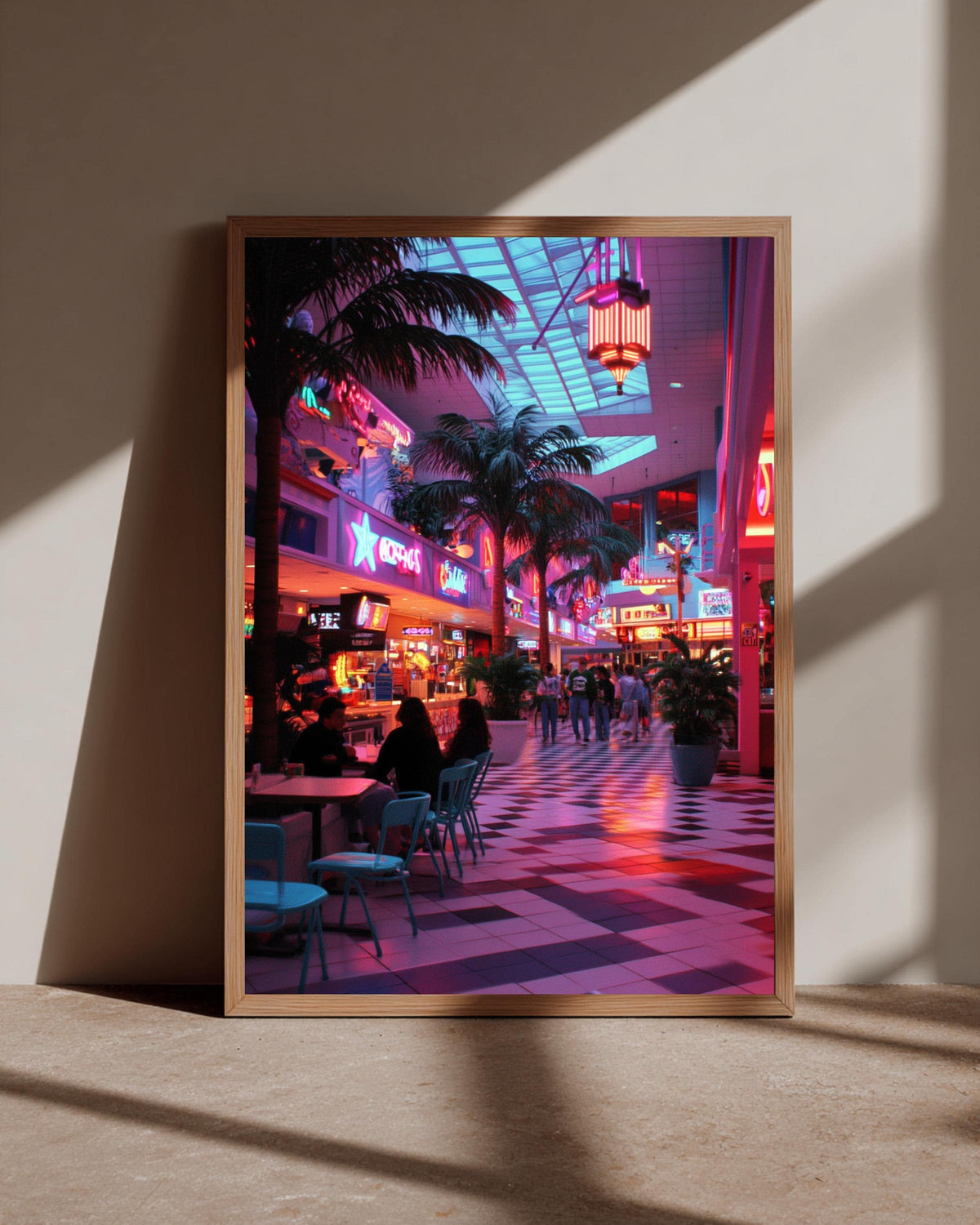 Retro Mall Art, Vaporwave Neon Print, 90s Aesthetic Poster, Framed Unframed or Digital