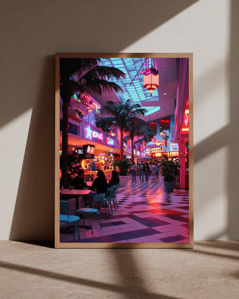 Retro Mall Art, Vaporwave Neon Print, 90s Aesthetic Poster, Framed Unframed or Digital