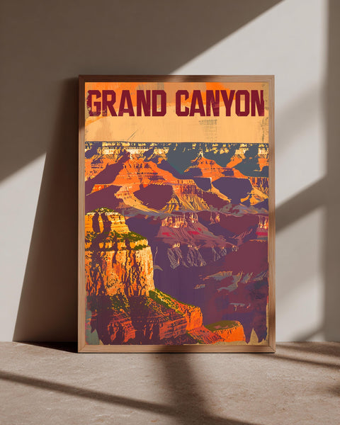 Retro Travel Poster, Grand Canyon Arizona Print, Vintage National Park, Framed Unframed or Digital