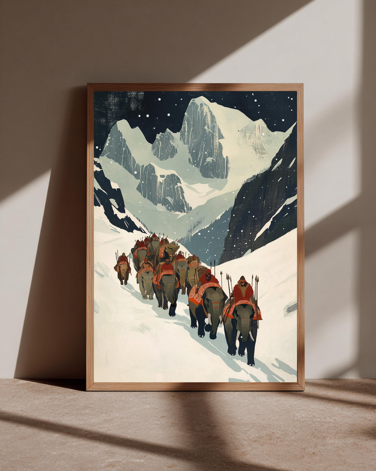 Hannibal Crossing Alps, Carthage War Elephants Print, Framed Unframed or Digital