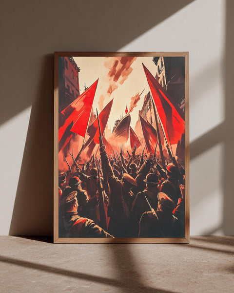 Russian Revolution 1917 Poster, Soviet Propaganda Wall Art, Bolshevik October Revolution Gloss Print, Historic Worker & Soldier Decor