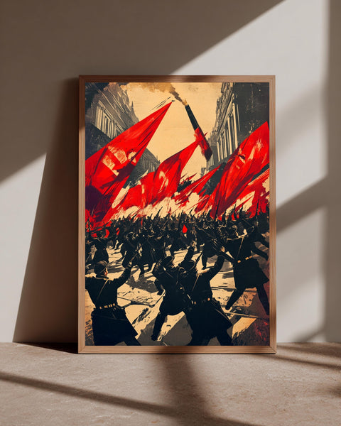 Russian Revolution 1917 Poster - Red Army Propaganda Art Print - Vintage Soviet History Wall Decor - Retro 1917 Uprising Glossy Poster