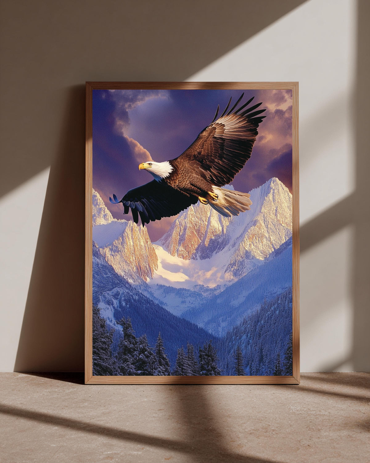 Eagle Wall Art, American Wilderness Print, Patriotic Soaring Bird, Framed Unframed or Digital
