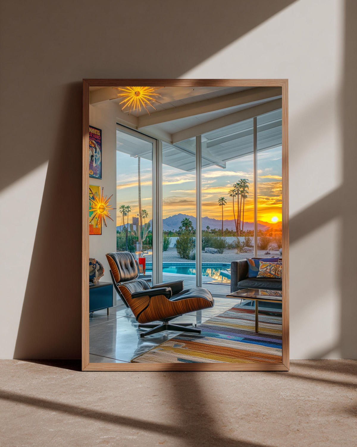 Palm Springs Wall Art, Mid-Century Modern Desert Sunset, Framed Unframed or Digital