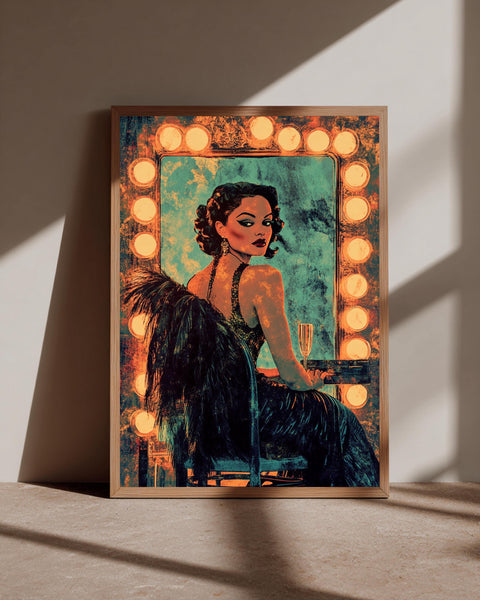 1930s Hollywood Starlet Art Print, Retro Vintage Glamour Poster for Bedroom, Mid Century Modern Wall Decor, Old Hollywood Cinema Gloss