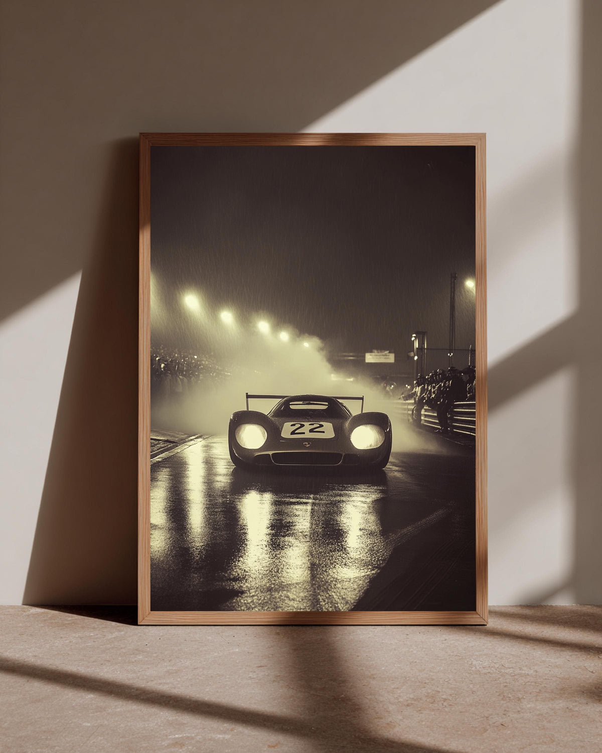 Le Mans Racing Print, Vintage Night Race Poster, Retro Endurance Car, Framed Unframed or Digital
