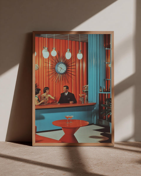 Retro Wall Art, Mid Century Cocktail Lounge Print, Atomic Age Decor, Framed Unframed or Digital