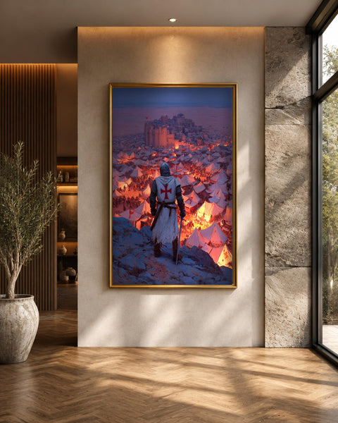 Crusader Wall Art, Knights Templar Siege Print, Christian Medieval, Framed Unframed or Digital