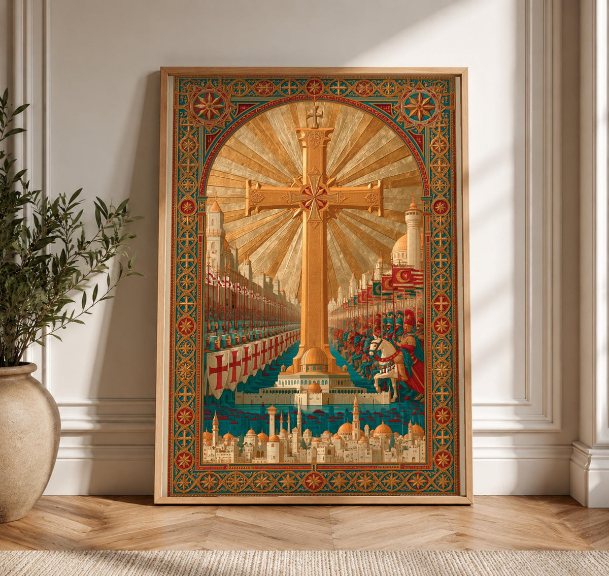 Crusader Wall Art, Holy Land Cross Print, Medieval Knights, Framed Unframed or Digital