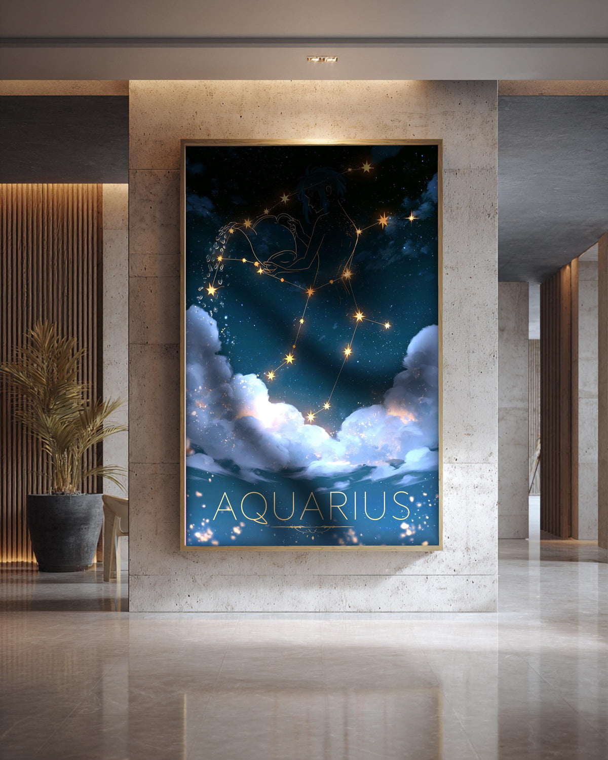 Celestial Star Map, Aquarius Constellation Print, Framed Unframed or Digital