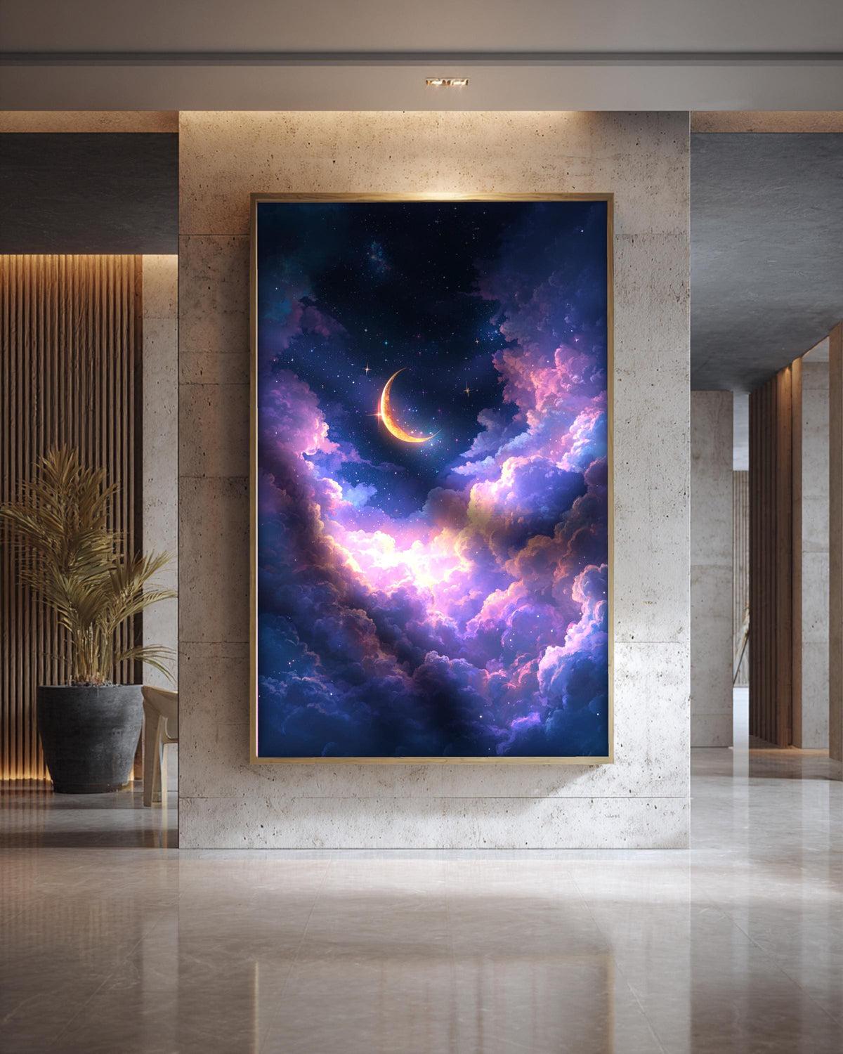 dark academia art, Crescent Moon Night Sky Print, Framed Unframed or Digital