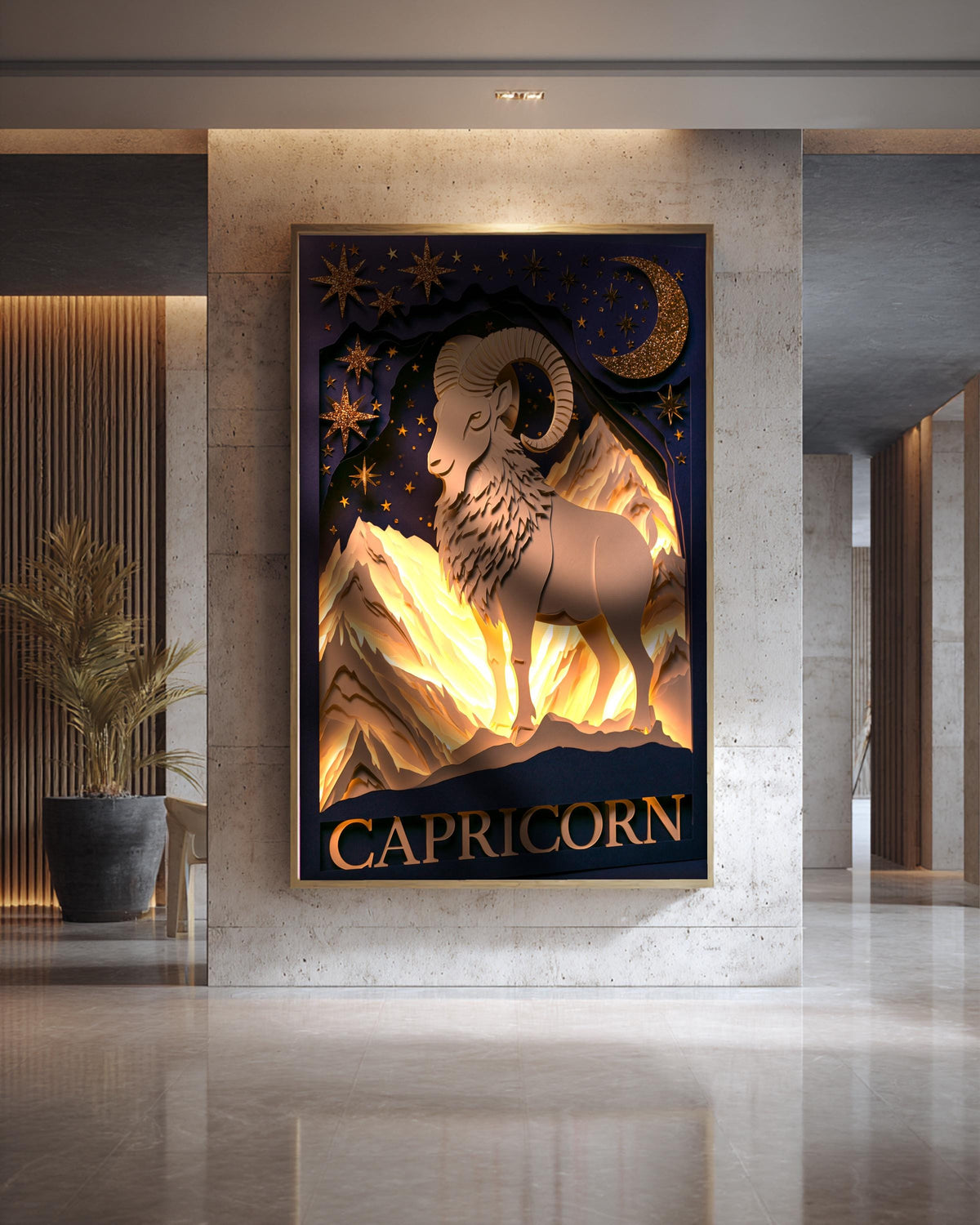 Capricorn Wall Art, Zodiac Star Sign Print, Celestial Astrology Poster, Framed Unframed or Digital