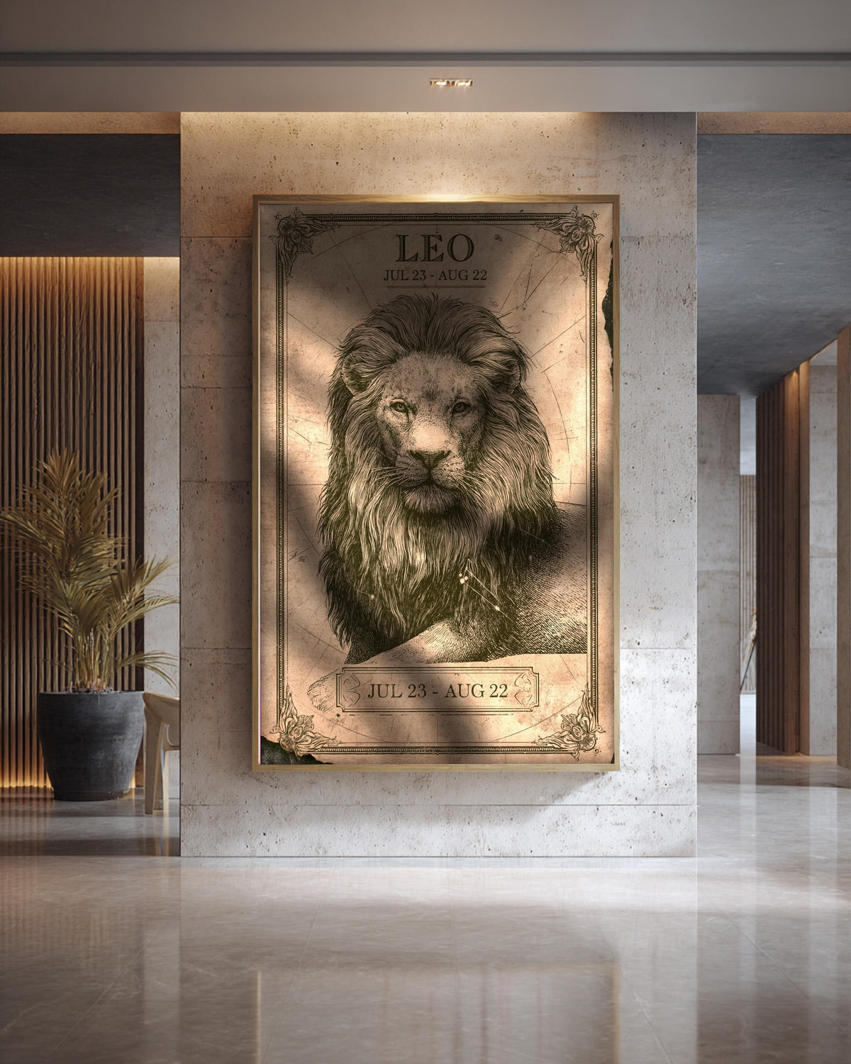 Dark Academia Art, Leo Zodiac Sign Print, Astrology Map, Framed Unframed or Digital