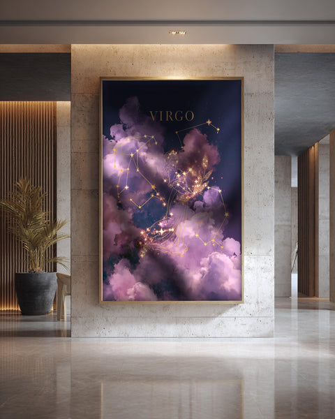 Virgo Constellation Art, Zodiac Star Chart Print, Framed Unframed or Digital