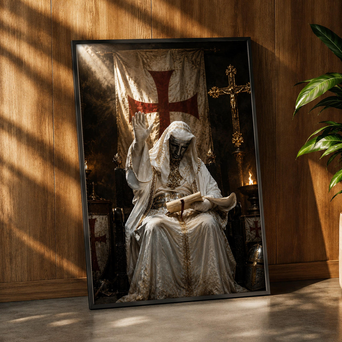 Crusader Knight Art, Knights Templar Grand Master Print, Framed Unframed or Digital
