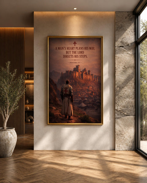 Crusader Knight Wall Art, Templar Scripture Print, Framed Unframed or Digital