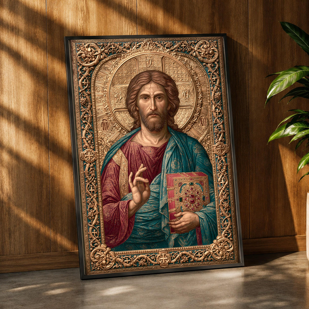 Religious Icon, Christ Pantocrator Art Byzantine Print, Framed Unframed or Digital
